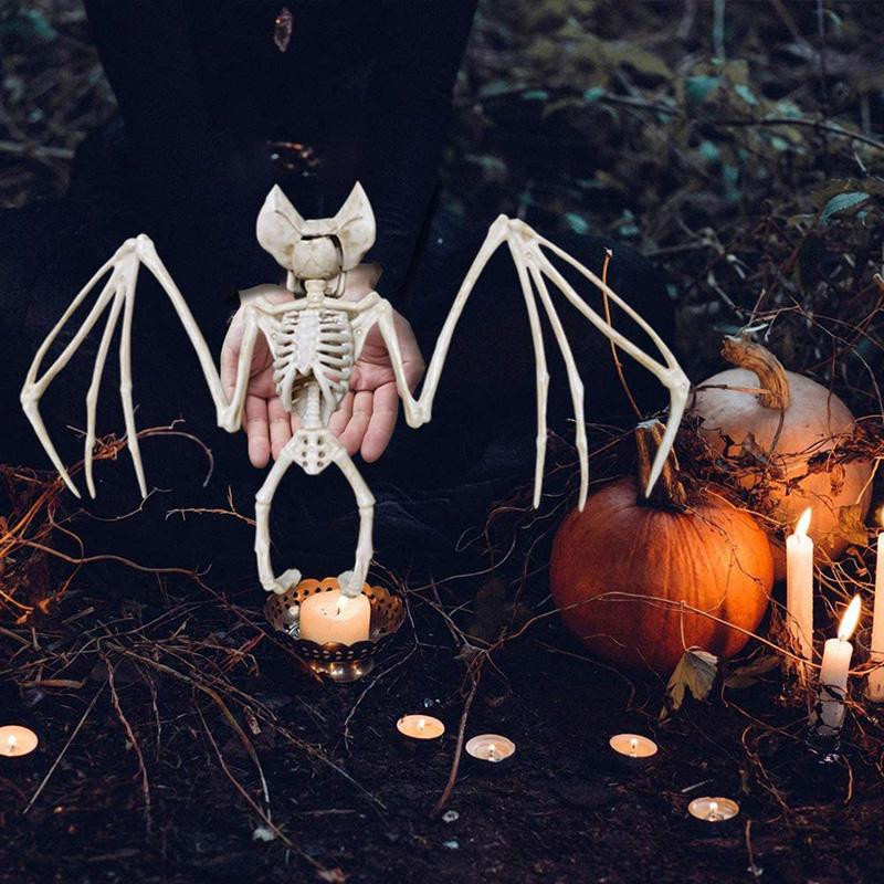 Houspace Halloween Horror Deko Tierskelette aus Kunststoff in Weiß für deine Party Dekoration als Ratte Spinne Fledermaus und Vogelspinne - Bild 2