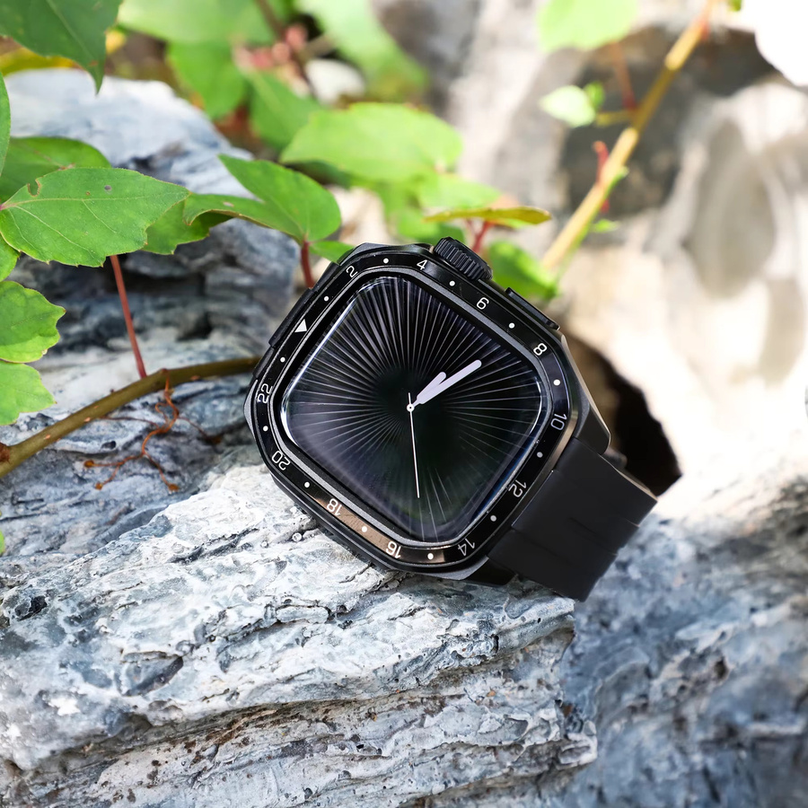 Uhrenarmband Silikon, Metallgehäuse, Schwarz, für Apple Watch 46 mm - Bild 4