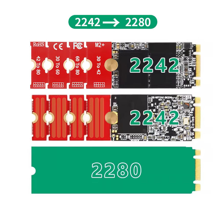 TISHRIC SSD NVME NGFF M.2 Erweiterungsplatine in Rot für 2230/4222/2260/2280 Längen - Bild 3