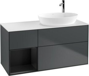 V&B Waschtischunterschrank Finion mit Wandbeleuchtung, Grau lackiert, Breite: 120 cm, Tiefe: 50,1 cm, Höhe: 50,1 cm - Bild 1