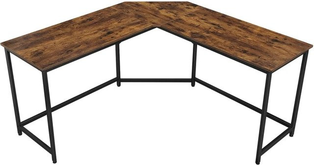 Vasagle Computertisch L-förmig in Braun-Schwarz für dein Arbeitszimmer, B/T/H: 149 x 149 x 76 cm - Bild 1