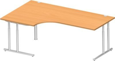 Schäfer Shop Select Winkelschreibtisch COMBITEC mit C-Fuß, 90° Winkel links, Buche/weißalu, B: 200 cm, T: 120/80 cm, H: 67,7-81,7 cm - Bild 1