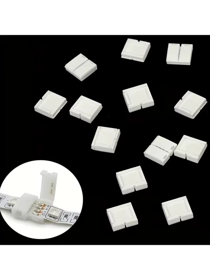 MJJC 10 Stück 4-polige 10 mm LED-Streifen Stecker für RGB-Streifenlichter, lötfreie Streifen-zu-Streifen-Anschlüsse in Weiß - Bild 6