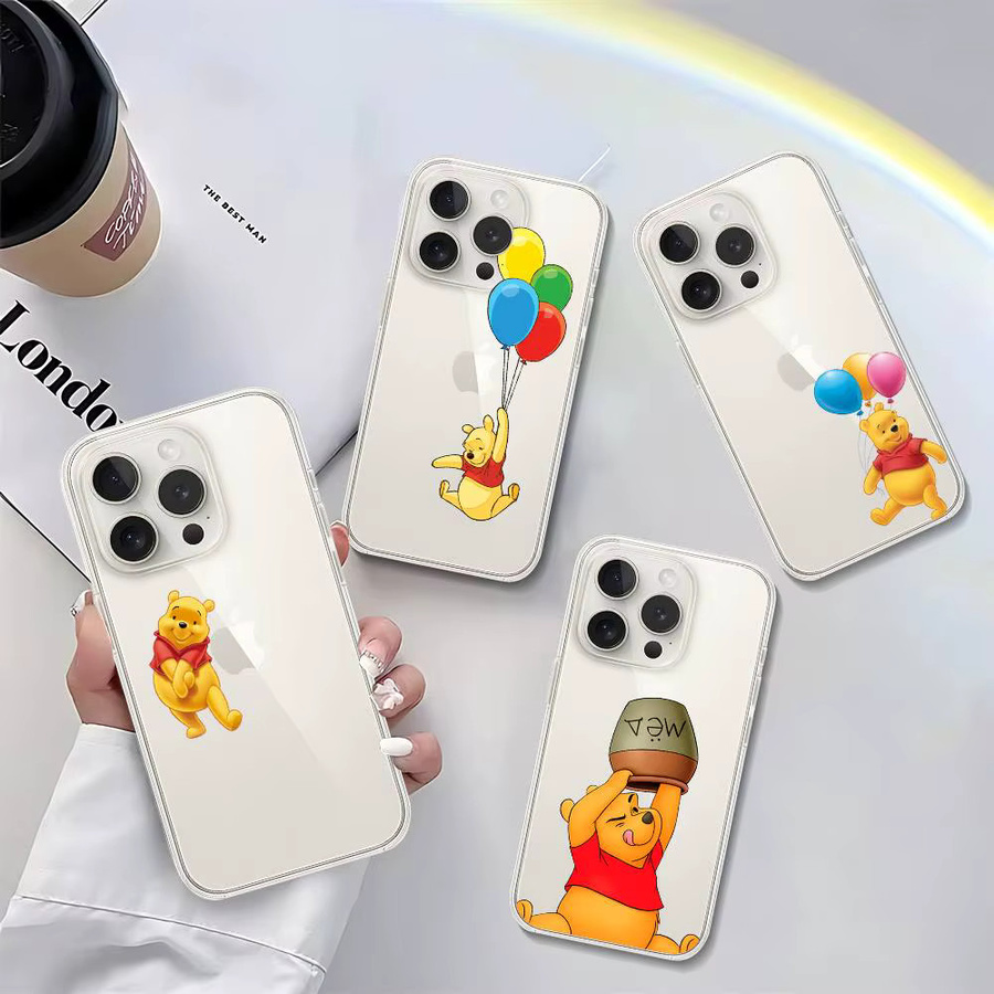 Mesuca Winnie-Puuh Handyhülle für iPhone 17 16 15 14 Plus 13 12 11 Pro Max, transparente stoßfeste Rückabdeckung - Bild 2