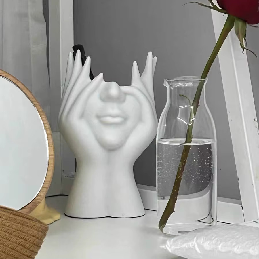 Multifunktionaler Kosmetik-Organizer aus Keramik für Make-up-Pinsel und Lippenstifte in Weiß - Bild 2