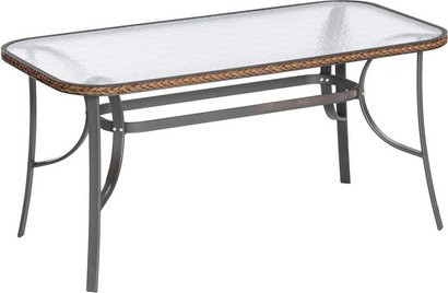 MERXX Gartentisch Roma mit Sicherheitsglas-Tischplatte in Braun, B/H/T: 150 x 72,5 x 80 cm - Bild 1