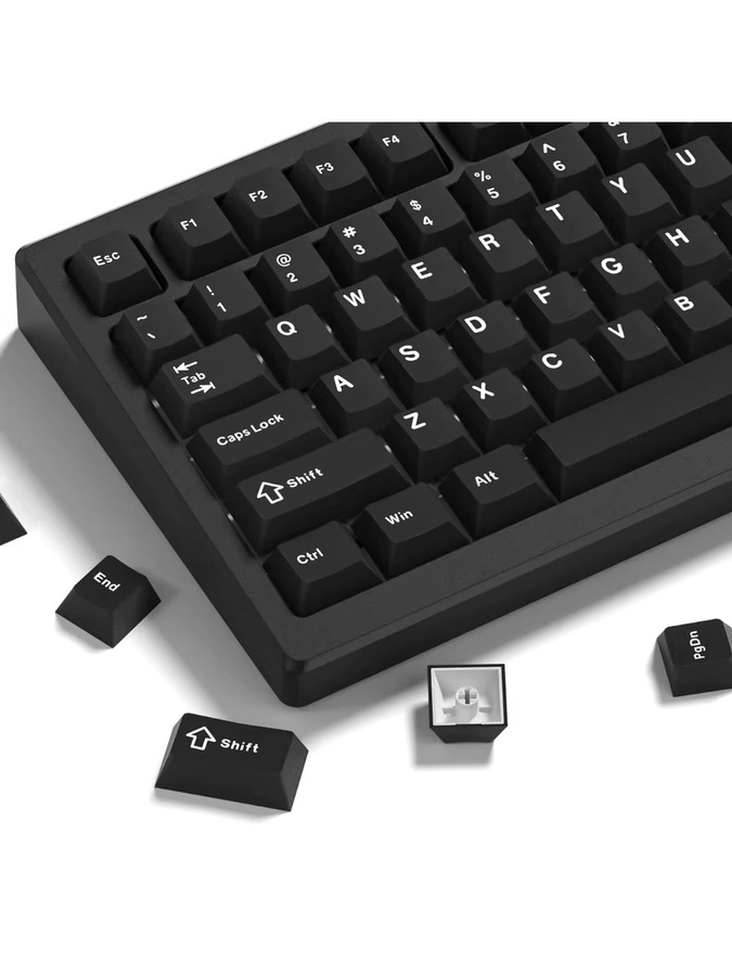 Retro PBT Tastenkappen in Schwarz mit Double Shot Technologie im Cherry Profile für mechanische Gamer-Tastaturen mit Cherry MX Switches - Bild 3