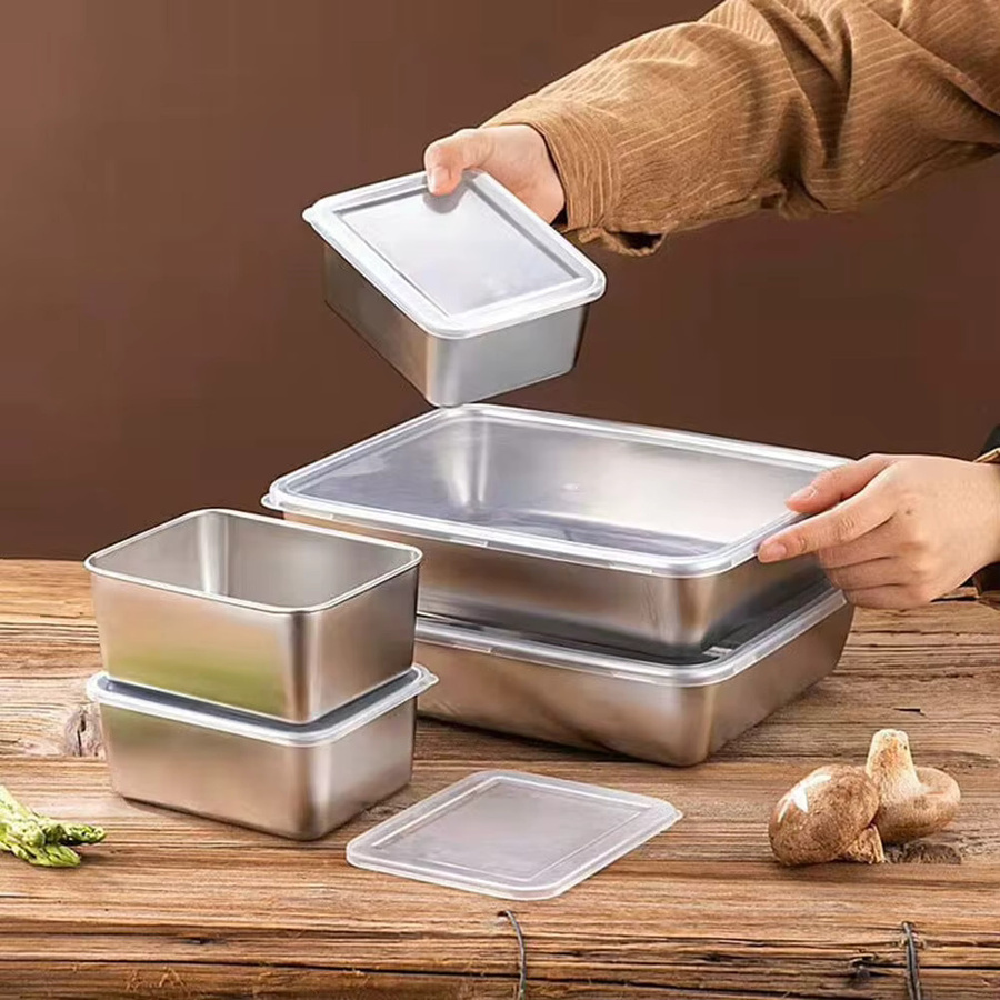 Aihogard Edelstahl Bento Box Lunch-Box mit Deckel in Silber - Bild 2