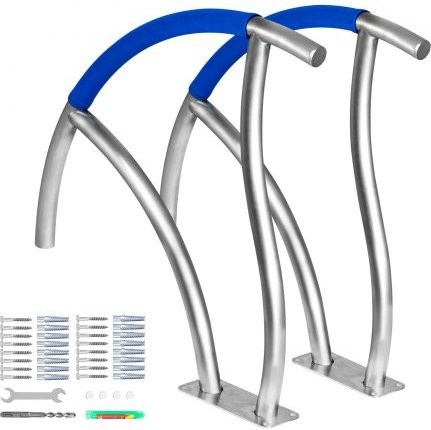 VEVOR Pool Handlauf aus Edelstahl für Pooltreppen, 2er-Set, Tragkraft 375 lbs, inklusive Montagezubehör und Schnellmontage-Basisplatte, B/H: 76,2 x 76,2 cm - Bild 1