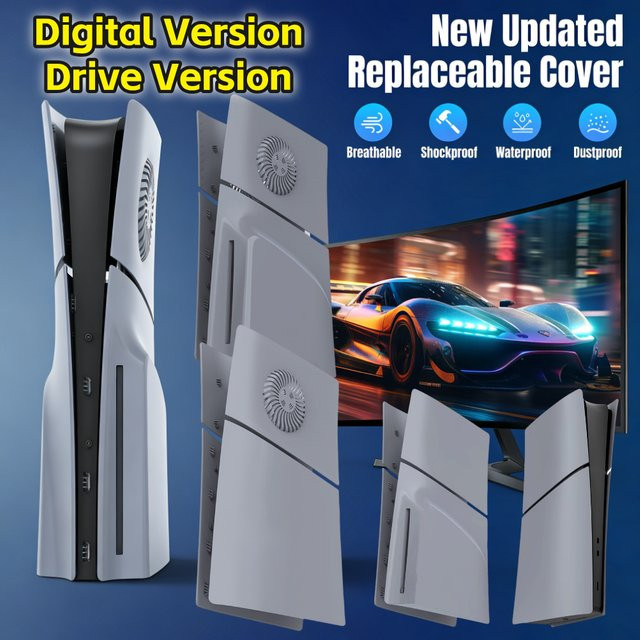 Sony Premium-Frontplatten für PS5 Slim 30th Anniversary Konsole, Gehäuseabdeckungen für PlayStation 5 Slim in Multicolor und Grau - Bild 1