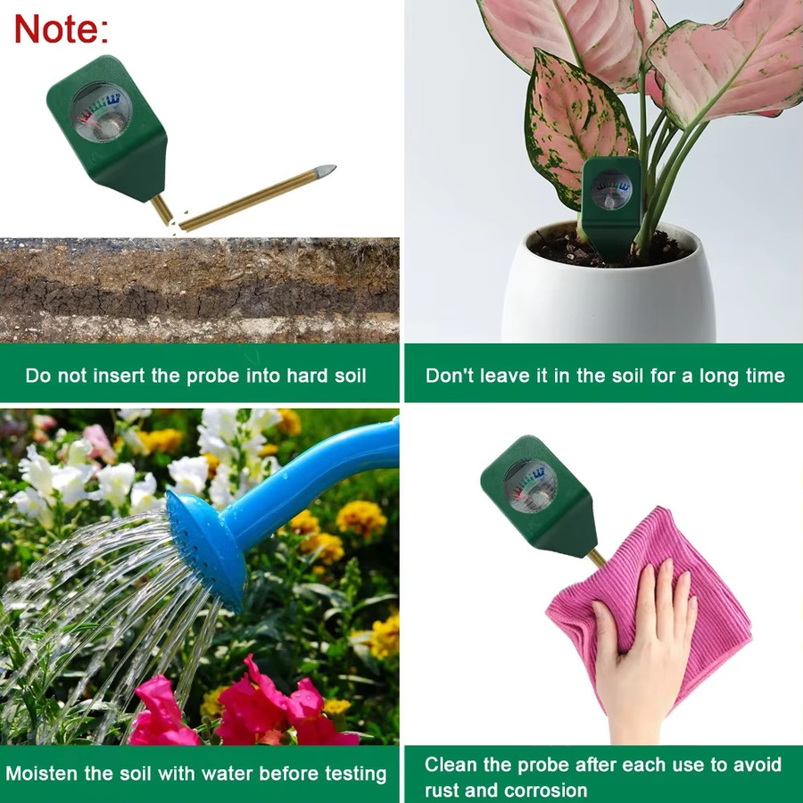 Mini Bodenfeuchtigkeitsmesser aus Metall mit Sonde für Gartenpflanzen und Blumen in Grün - Bild 4