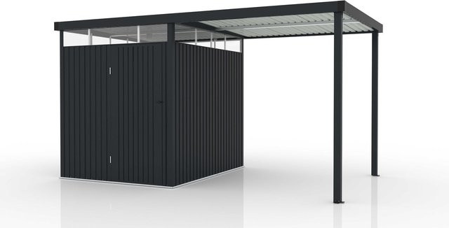HC Garten & Freizeit Metallgerätehaus Skylight mit Carport-Erweiterung in Anthrazit, B/T/H: 422 x 239 x 227 cm - Bild 1