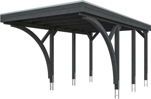 SKANHOLZ Carport Friesland aus Fichte mit zwei Einfahrtsbögen und Flachdach in Schiefergrau, B: 320 cm, T: 555 cm - Bild 4