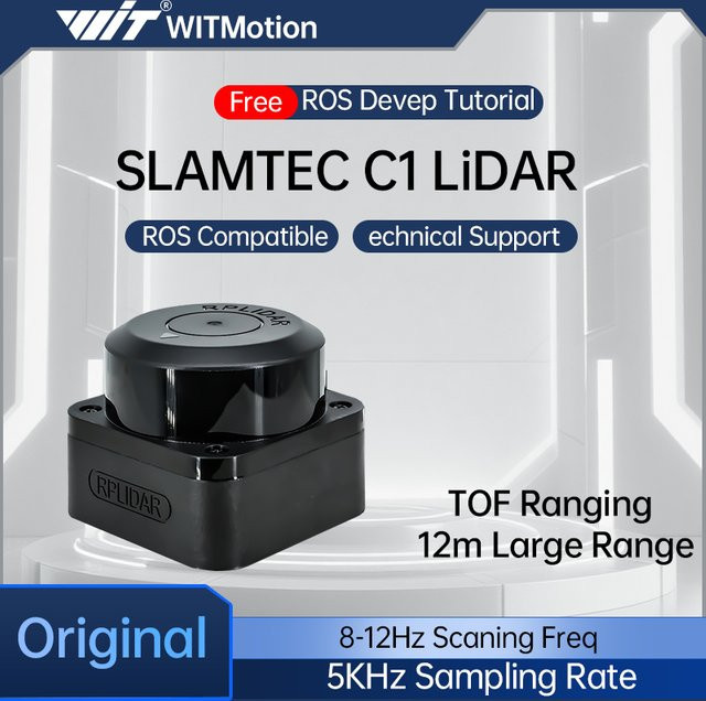 SLAMTEC RPLIDAR C1 LiDAR-Sensor in Schwarz, TOF-Scanmodul mit 12m Reichweite und 360° Scan für Roboter-Kartierung, Navigation und Hindernisvermeidung - Bild 1