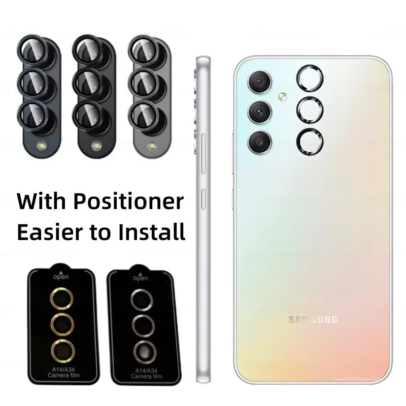 Kamera Schutzfilm aus gehärtetem Glas mit Metallring für Samsung Galaxy A55 A35 A25 A15 4G 5G - Bild 3