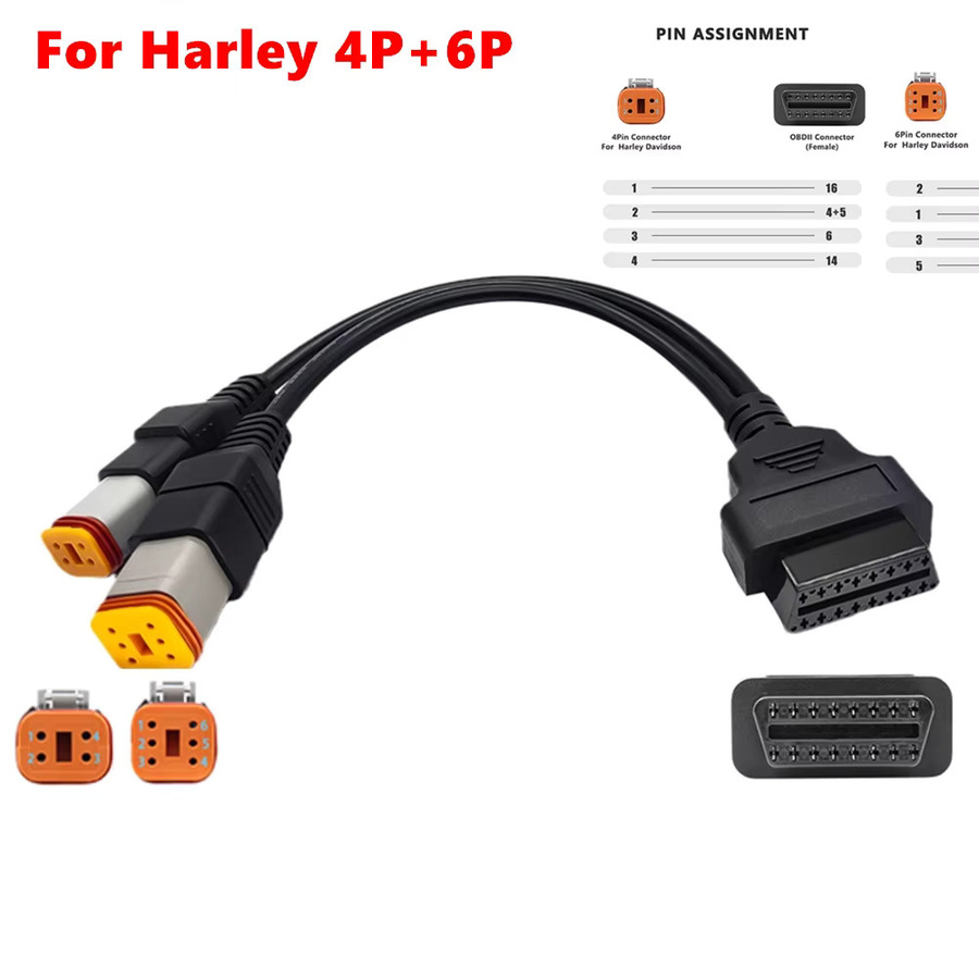 OBD2 Diagnose Adapter 2-in-1 Universal K CAN Stecker für Harley 6Pin und 4Pin in Schwarz - Bild 2