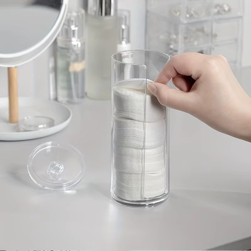 3er-Set transparente Acryl Wattepads-Aufbewahrungsboxen mit Deckel zur staubdichten Aufbewahrung von Wattepads und Wattestäbchen - Bild 2