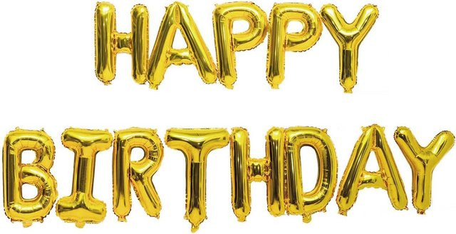 Rico Design Folienballon-Set Happy Birthday in Gold mit Schnur - Bild 1