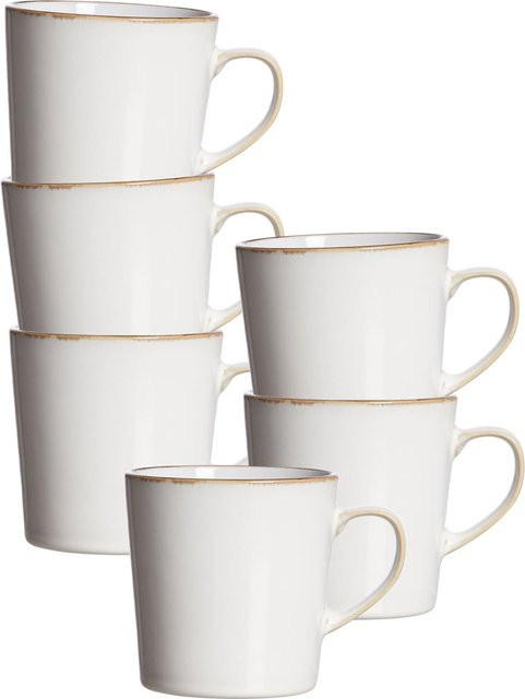 Ritzenhoff & Breker Becher Visby aus Keramik, Weiß, 6er Set, 400 ml - Bild 1