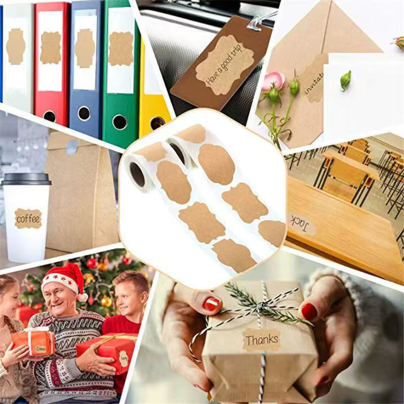 Braune Kraftpapier Rollenaufkleber für Verpackungen, Geschenke und Scrapbooking - Bild 3