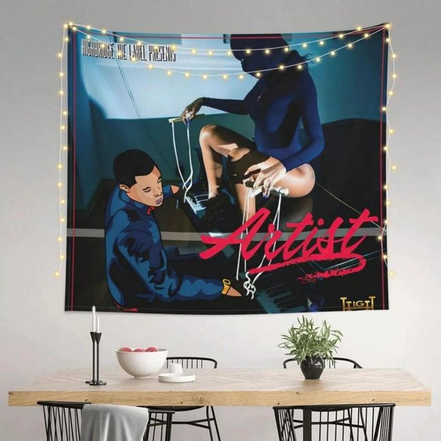 A Boogie Wit Da Hoodie Konzert Wandteppich JMG Household Supplies, Mehrfarbiger Musikalbum Wandbehang für Schlafzimmer und Wohnheim, Breite: 120 cm, Höhe: 180 cm - Bild 1