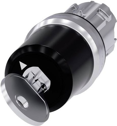 Siemens Schlüsselschalter mit Frontring aus Metall in Silber und Schwarz, 1 x 90° - Bild 1