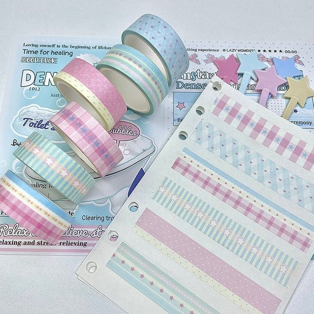 MINKYS Washi Klebeband Set mit niedlichen Cartoon-Motiven, 6er Pack, Mehrfarbig - Bild 1