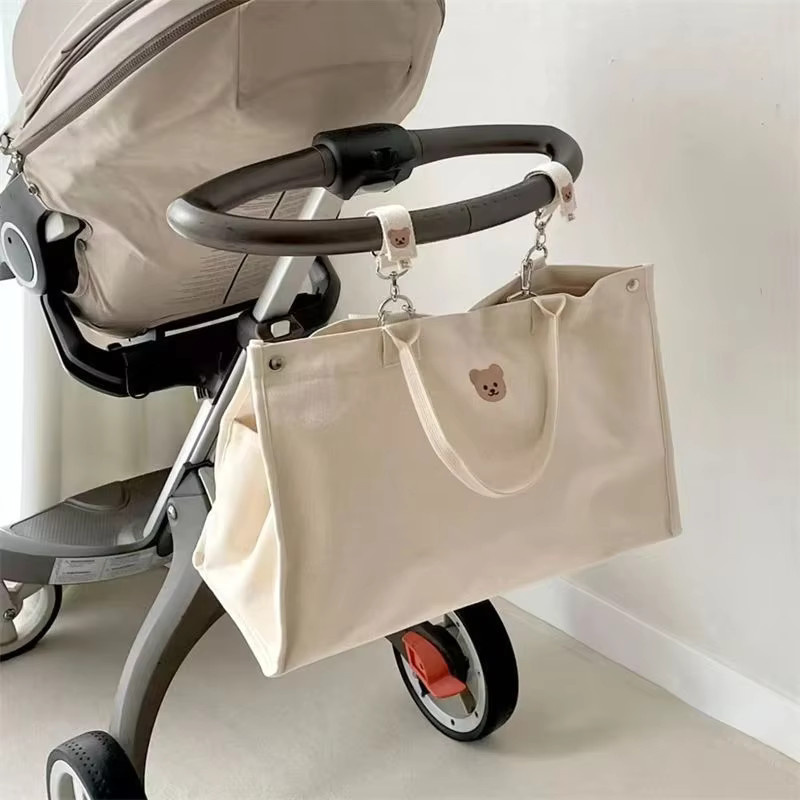 DANIVIVI Canvas Mama Tasche als Windel Organizer und Umhängetasche für Neugeborene in Weiß - Bild 2