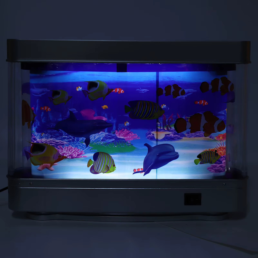 Dekorative Mini-Aquarium-Nachtlicht mit beweglichem Fisch, USB-betrieben, Mehrfarbig, Transparent, B/T/H: 22,5 x 7,0 x 30,0 cm - Bild 4