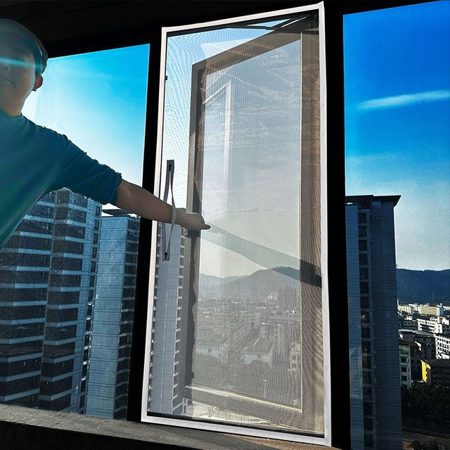 DTGJ Moskitonetz-Fenstergitter mit Reißverschlussgriff aus weißem Tüll und unsichtbarem Fiberglas in Weiß - Bild 1