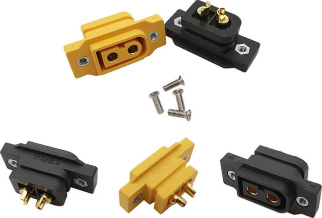 XT60E-F Buchse Stecker Set mit Panel-Halterung und Schrauben in Gelb für RC FPV Lipo Batterien und Quadcopter - Bild 1