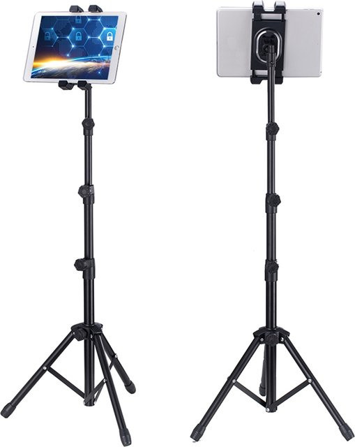 UNHO iPad Bodenständer Stativ in Schwarz, verstellbares Tablet-Stativ mit 360 Grad Rotation, Höhe: 172,72 cm, passend für Mobiltelefone und Tablets von 4 bis 12,9 Zoll - Bild 1