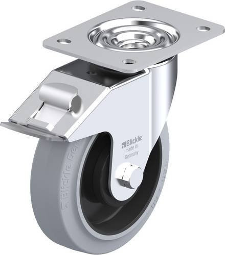 Blickle Lenkrolle LE-POEV 160KA-FI-SG mit Feststeller, Rad-Durchmesser: 16 cm, Tragfähigkeit: 300 kg, grau/schwarz - Bild 1