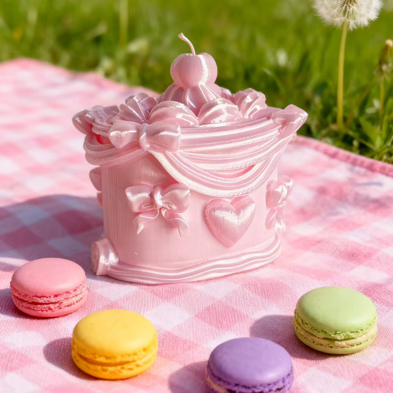 Zarte Kuchen-Schmuckschatulle in Pink für Ohrringe, Ringe und Accessoires als dekorative Tischdekoration - Bild 2