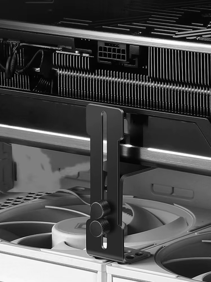 ALLOYSEED Computer-Grafikkartenhalter in Schwarz mit verschiebbarer GPU-Stütze für 6–96 mm und 12 cm Lüfterposition zur Vermeidung von Durchhängen bei RTX 4090 - Bild 5