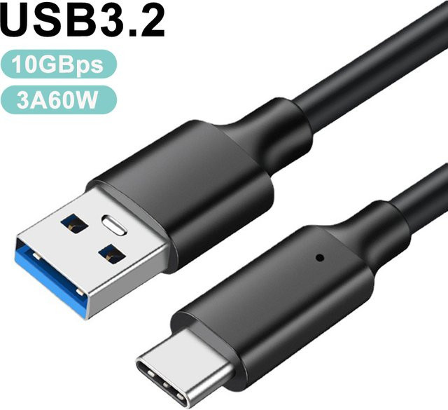 DAOGU USB-C-Kabel 3.2 Gen2 mit 10Gbps Datenübertragung und 60W Schnellladefunktion, Schwarz - Bild 1