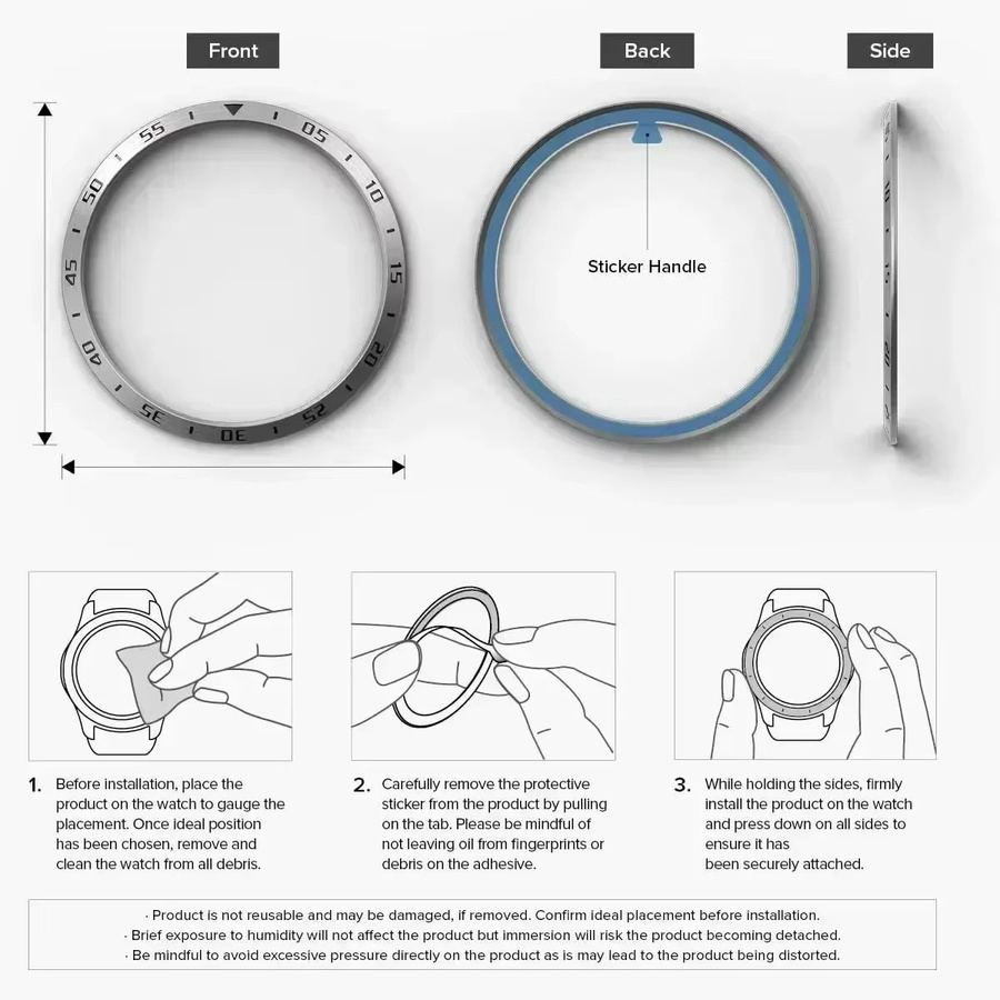 CHIICSMART Metall-Lünettenring für Samsung Galaxy Watch, Schwarz - Bild 3