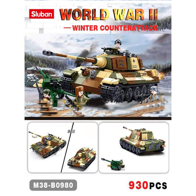 Sluban WW2 Militär Der Königstiger Schwerer Panzer, Bausteine, 930 Teile, ab 6 Jahren - Bild 4