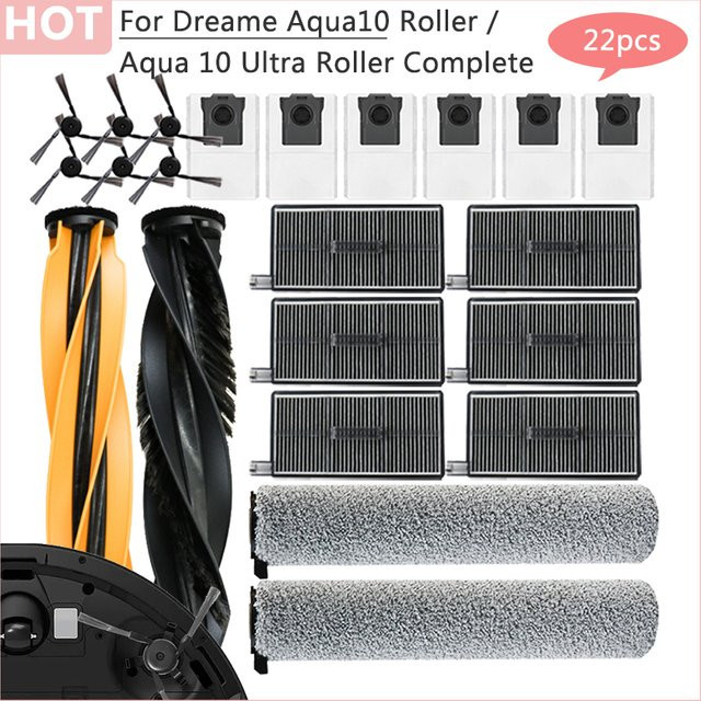 Dreame Aqua10 und Aqua 10 Ultra Roller Complete Zubehör-Set mit Hauptbürste, HEPA-Filter und Staubbeuteln für Modell RLH31CE und RLH71DE - Bild 1