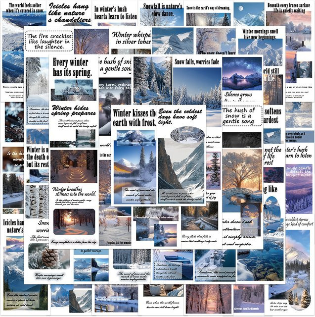 Kreative Siegelaufkleber mit Winterlandschaft und Text für Aktenhalter, Telefon und Aufbewahrungsboxen, 100 Stück, Mehrfarbig - Bild 1