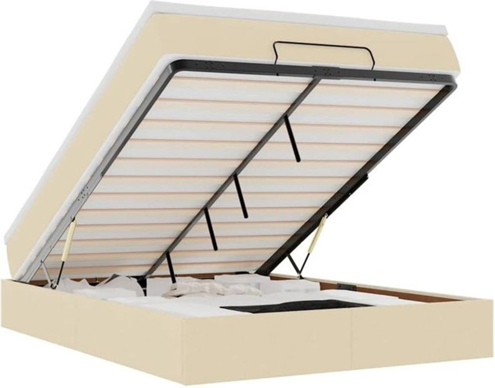 vidaxl Ottoman Polsterbett mit Matratze aus Stoff in Beige, B/T/H: 190 x 140 x 23,5 cm - Bild 1