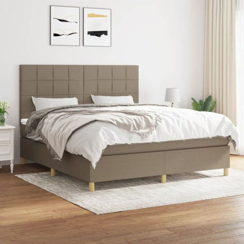 vidaxl Boxspringbett mit Matratze in Taupe meliert aus Stoff B/T/H: 180 x 200 x 118 cm - Bild 1