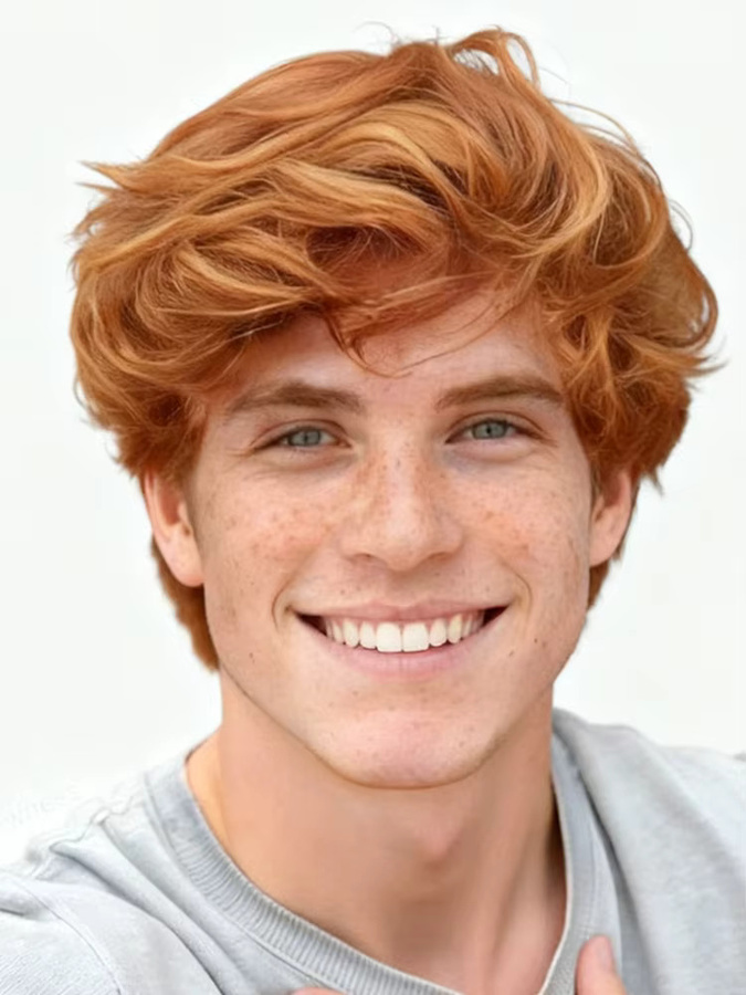 OYM HAIR Herren-Kurzhaarperücke, Pixie-Schnitt, Braunes Karamell, Remy-Echthaar - Bild 5