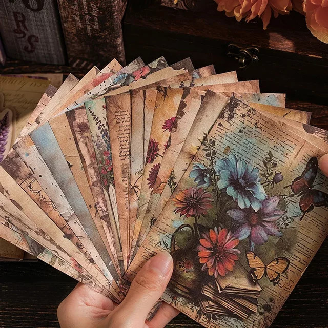 30 Blatt Scrapbooking Papier mit Gartenpflanzen und Retro-Blumen für Journaling und Decoupage, Multicolour, Breite: 10 cm, Höhe: 140 cm - Bild 1