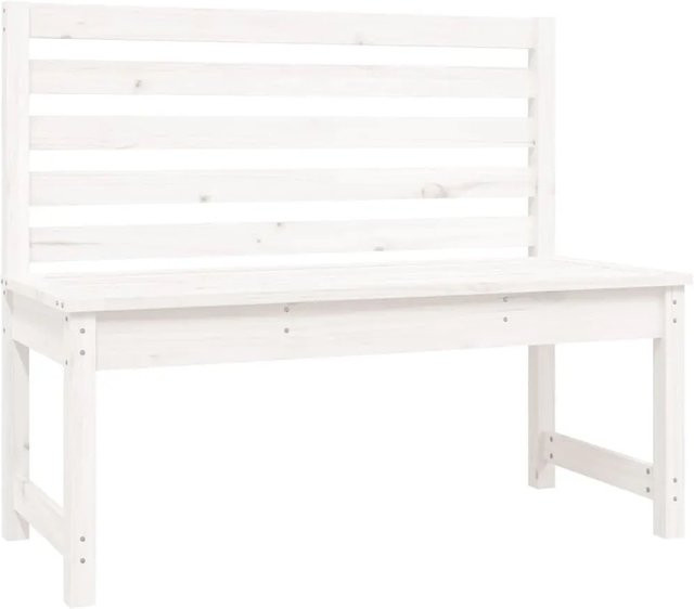 vidaXL Gartenbank aus massivem Kiefernholz in Weiß, rustikal, B/T/H: 109 x 45 x 91,5 cm - Bild 1