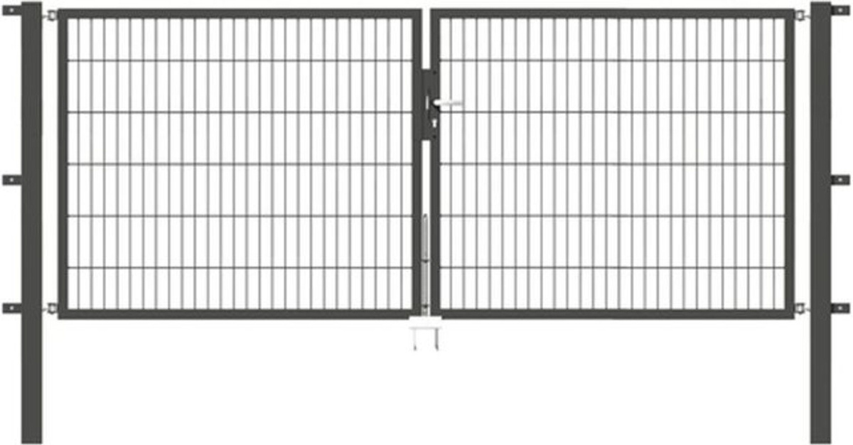 ALBERTS Doppelstabmattenzaun Doppeltor in Anthrazit, Höhe: 120 cm, Breite: 300 cm - Bild 2