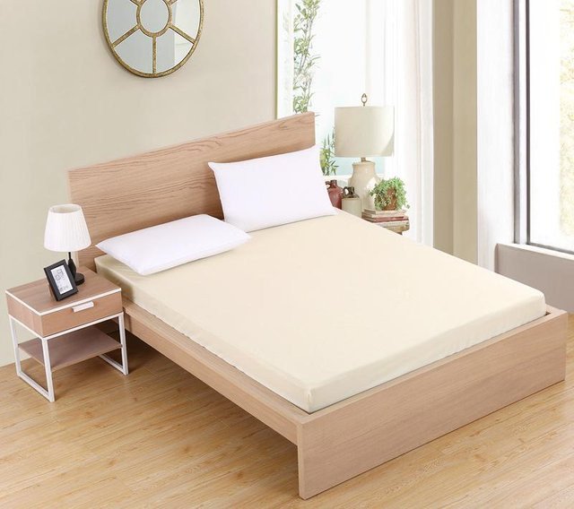 Bequemes Spannbettlaken aus gebürsteter Mikrofaser-Polyester in Beige, B/T: 80 x 200 cm, Höhe: 25 cm - Bild 1
