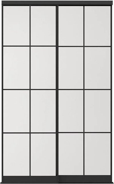 Alepa Schranktür Industrial in Schwarz Matt aus Stahl und Sicherheitsglas Breite: 150 cm - Bild 1