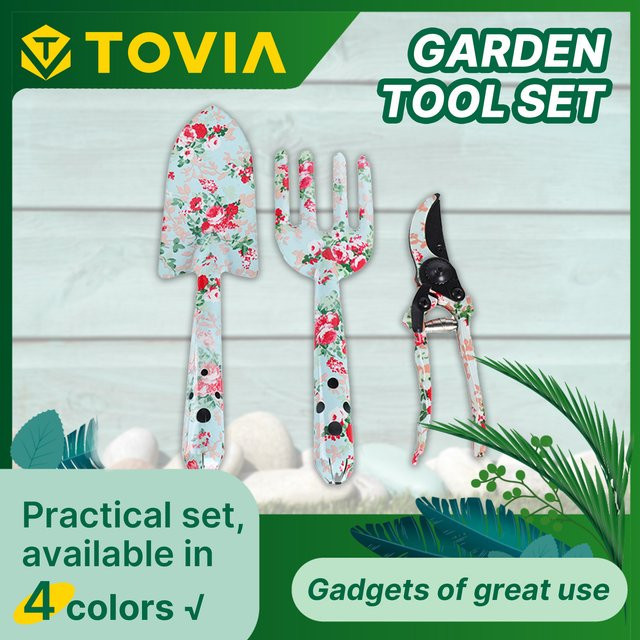 Dreiteiliges Gartenhandwerkzeug-Set in Mehrfarbig mit Schaufel, Gabel und Schere - Bild 1