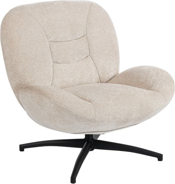 HOMCOM 360 Grad Drehbarer Loungesessel aus Chenille mit Armlehnen und Stahlbeinen, Cremeweiß - Bild 1